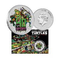 2024 $1 Teenage Mutant Ninja Turtles 40th Anniversary 1oz Silver Coloured Coin in Card