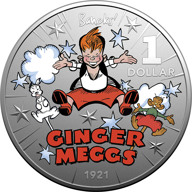 2021 $1 Centenary of Ginger Meggs 1/2oz Coloured Silver Frosted UNC Two Coin Set