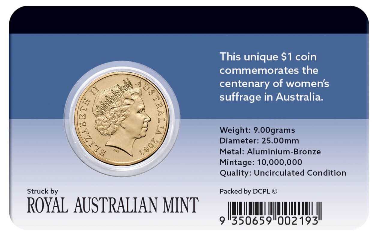 2003 $1 Centenary of Women's Suffrage Coin Pack