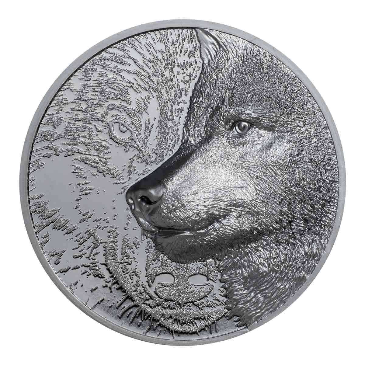  2021 1000 Togrog Mystic Wolf 2oz Silver Black Proof Coin