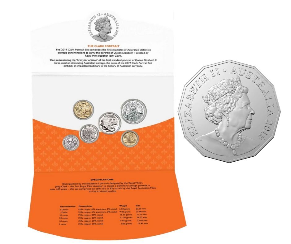 2019 Jody Clark Portrait Queen Elizabeth II Australian 6 Coin Set