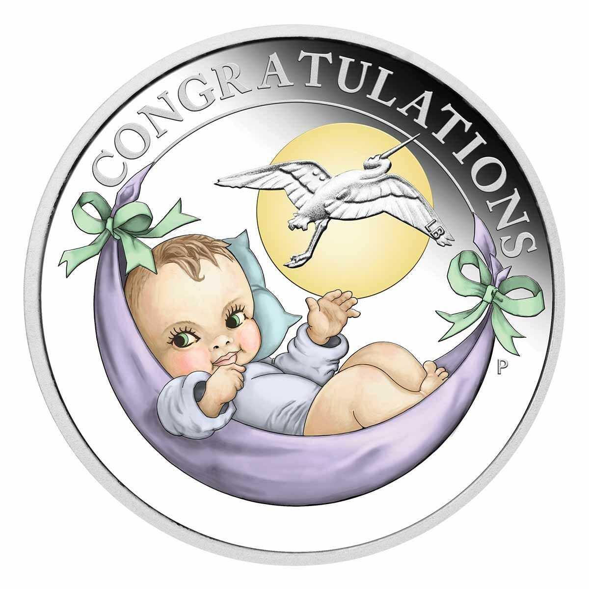 2022 50c Newborn Baby 1/2oz Coloured  Silver Proof Coin