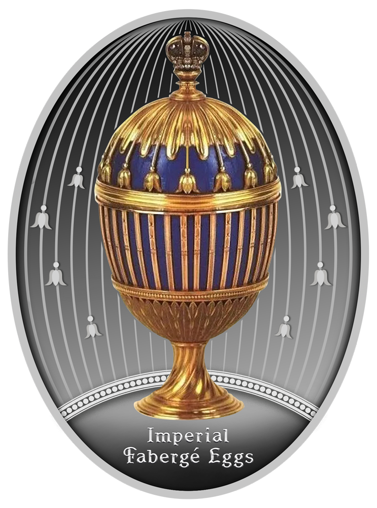 2021 $1 Fabergé Egg - Blue Striped Egg Coloured Silver Proof Coin