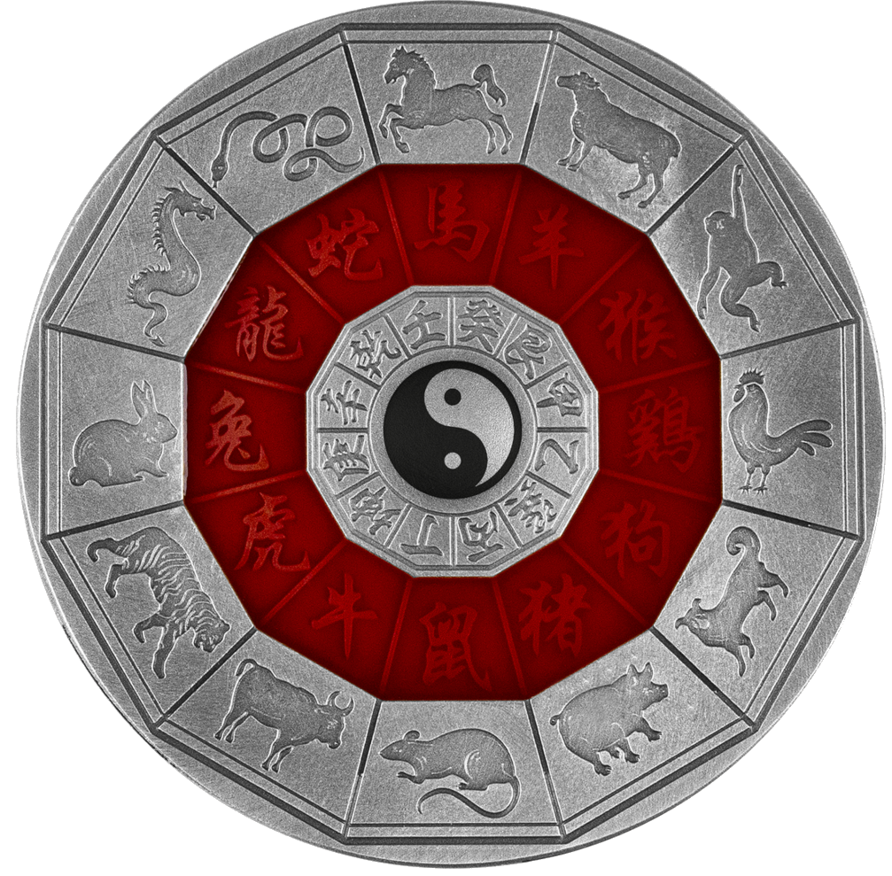 2022 $2 Chinese Zodiac Calendar 2oz Silver Antiqued Coin