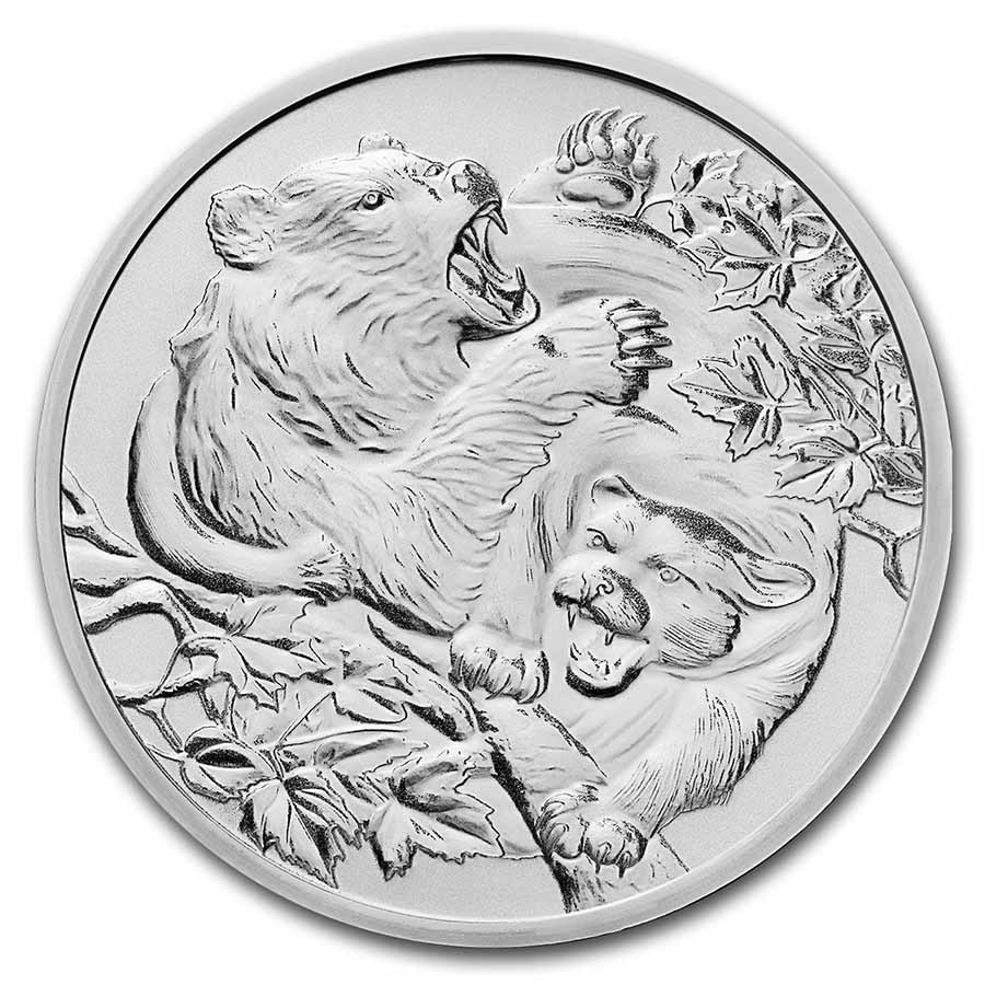 2022 $1 Apex Predators Cougar and Bear 1oz Silver Brilliant UNC