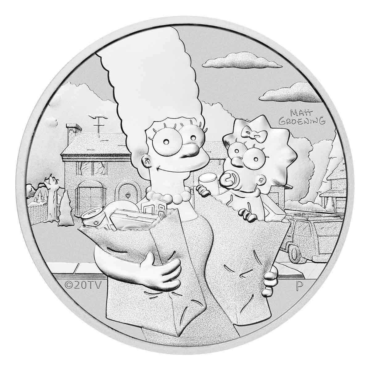2021 $1 1oz The Simpsons Marge & Maggie Silver Uncirculated Coin in Card