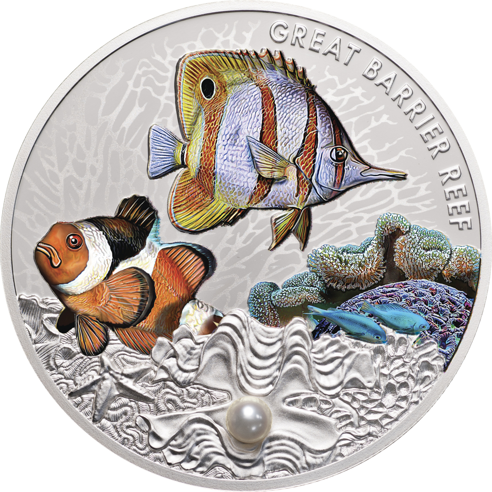 2022 $2 Great Barrier Reef Coloured 1oz Silver Proof Coin with Pearl
