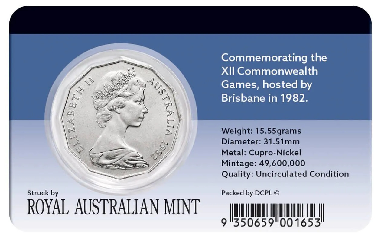 1982 50c XII Commonwealth Games Brisbane Cu-Ni Coin Pack