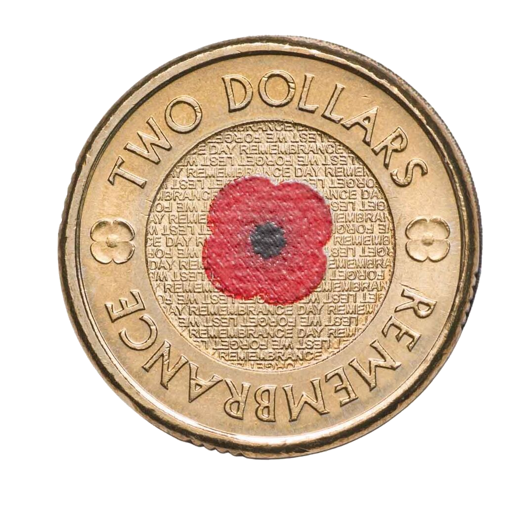 2012 $2 Remembrance Day Red Poppy Coin On RSL Card
