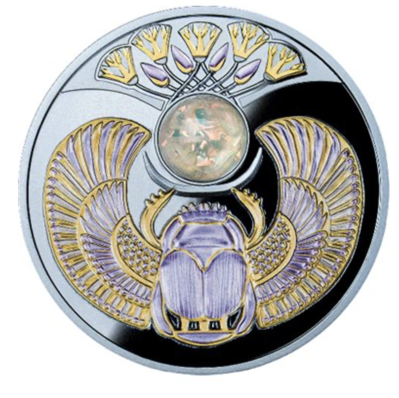 2022 $1 Crystal Scarab Silver Proof Coin with White Opal