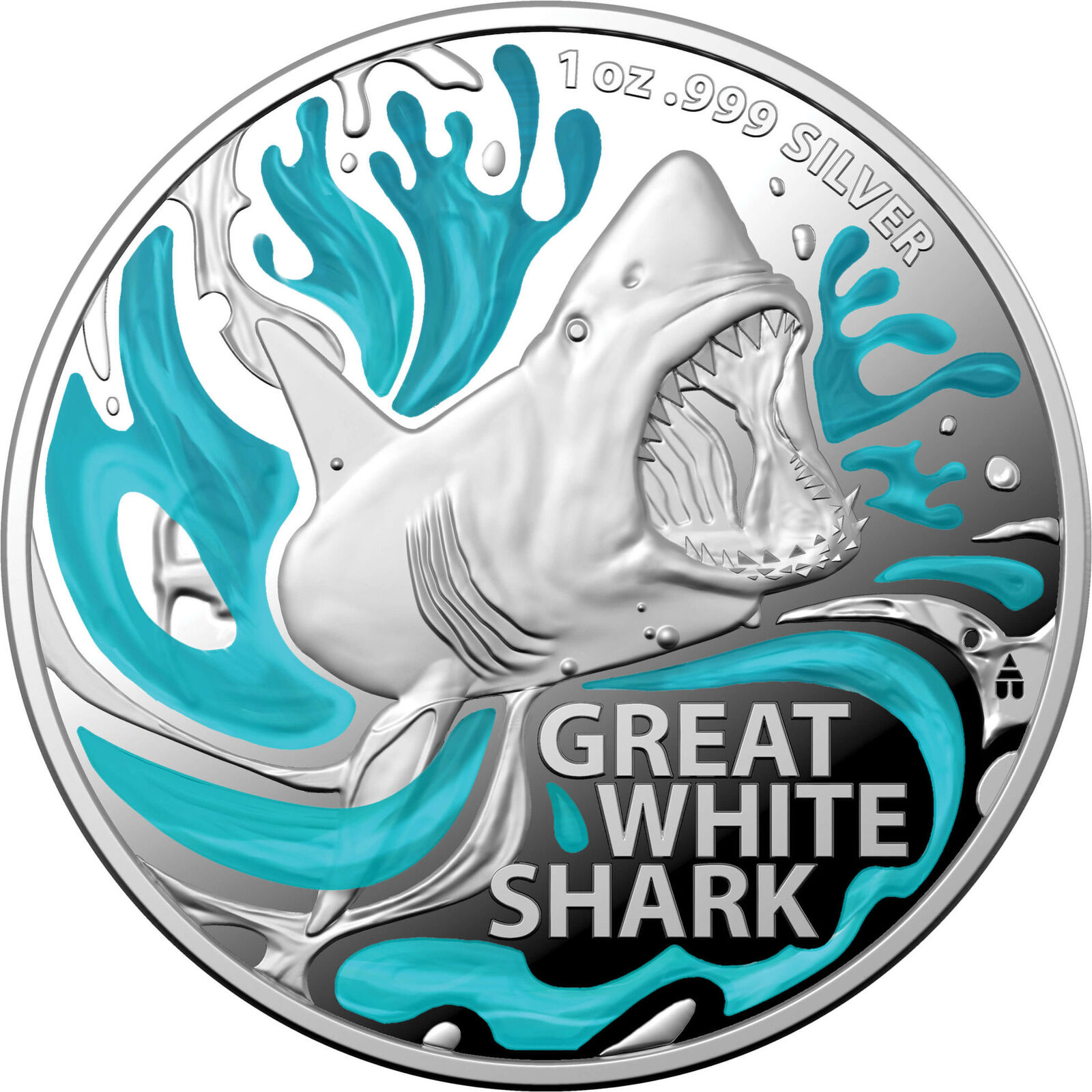 2022 $5 Great White Shark Silver Proof Coloured Coin