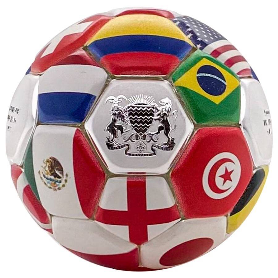 2022 Chad 30 gram Silver Country Flags Soccer Ball Spherical Coin