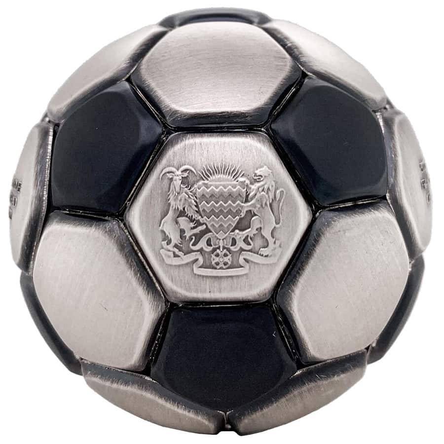 2022 Chad 30 gram Silver Soccer Ball Spherical Antiqued Coin 
