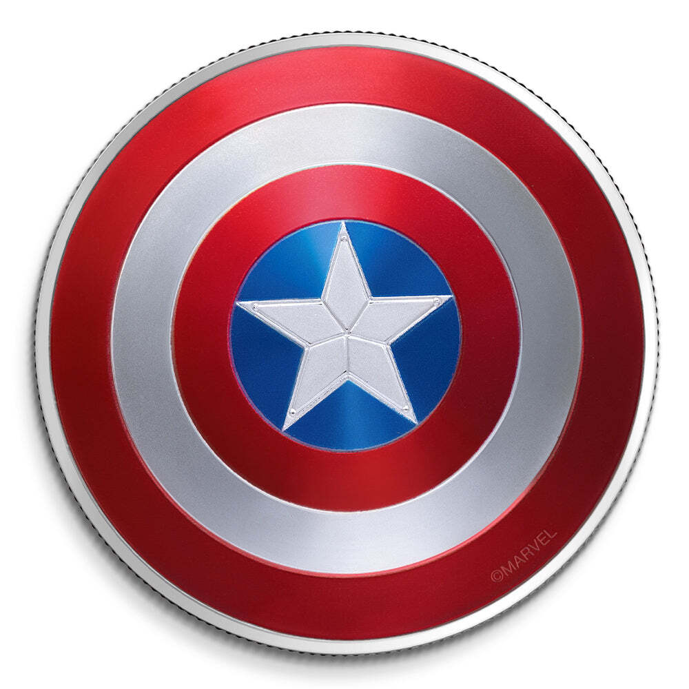 2021 $2 MARVEL - Captain America 1oz Pure Silver Shield Coin