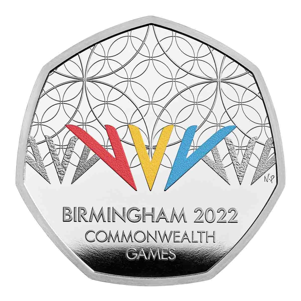 2022 50p Birmingham Commonwealth Games UK Coloured Silver Proof Coin