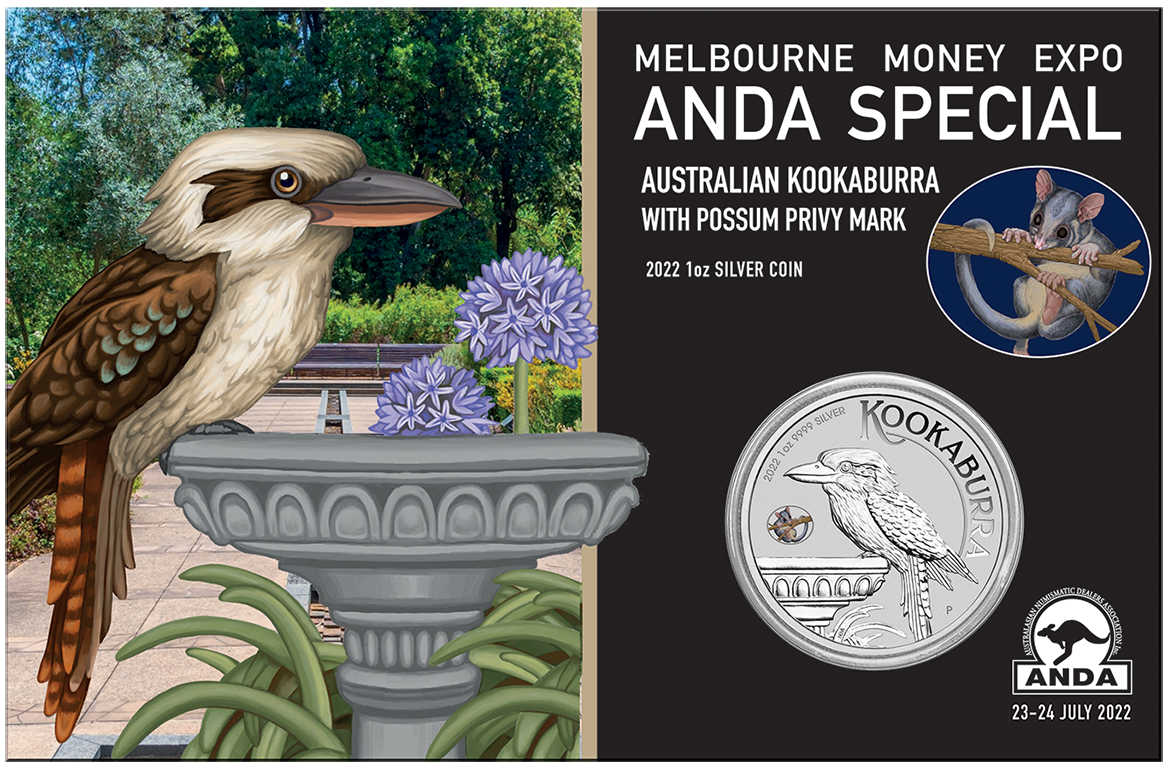 2022 Melbourne + Perth + Brisbane 1oz Coloured Silver Kookaburra 1 Oz Combo ANDA Money Expo w/ Privy Marks