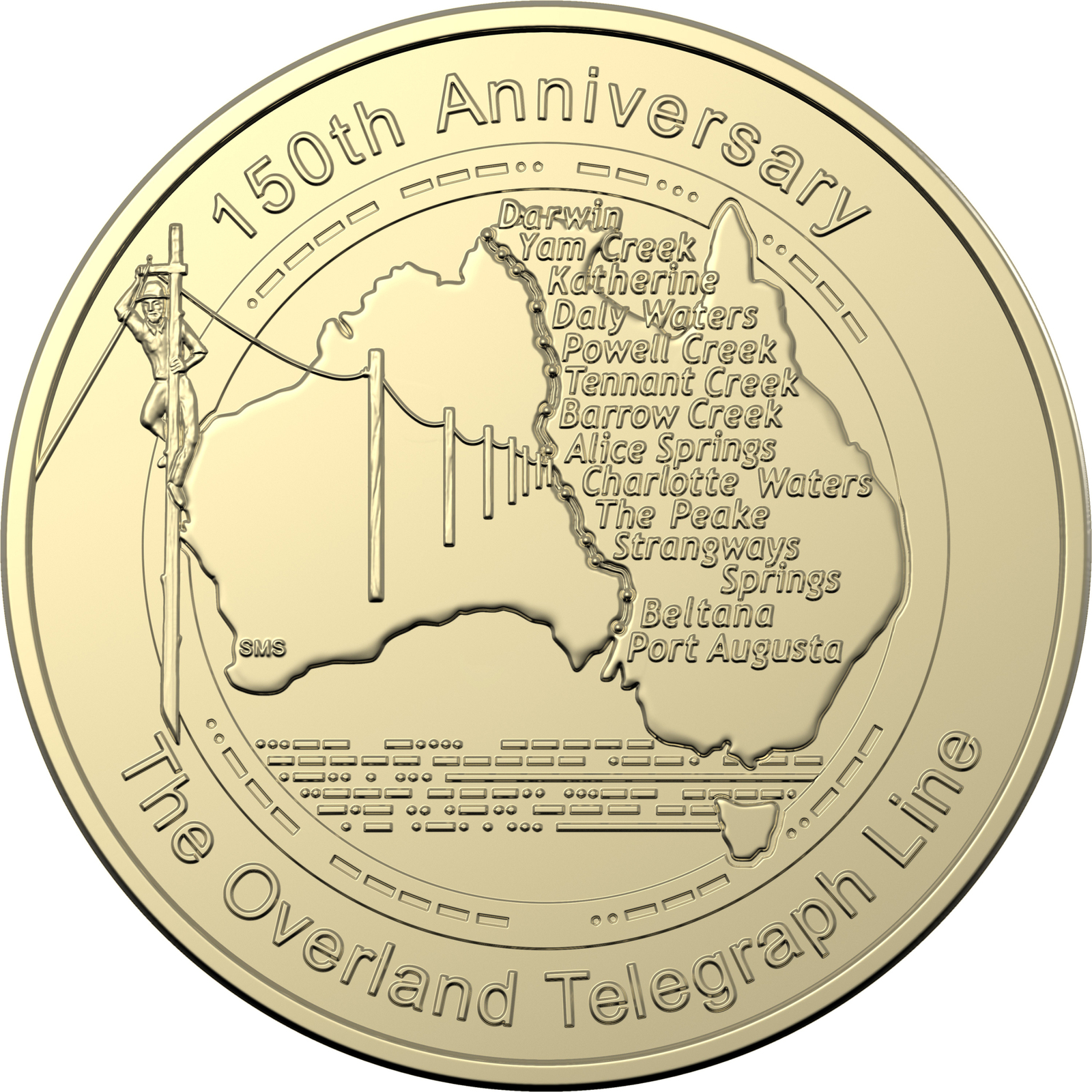 2022 $1 150th Anniversary of Australian Overland Telegraph Line UNC