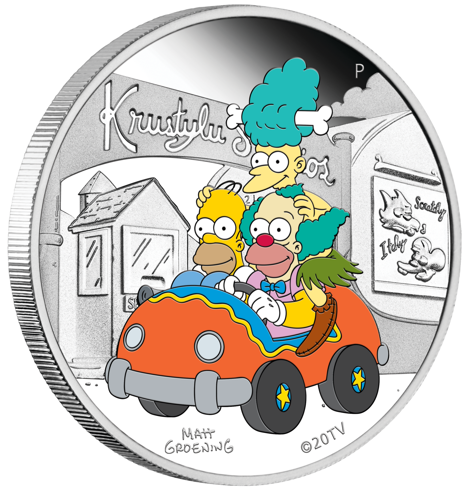 2022 The Simpsons - Krusty Lu Studios 1oz Silver Proof Coloured Coin