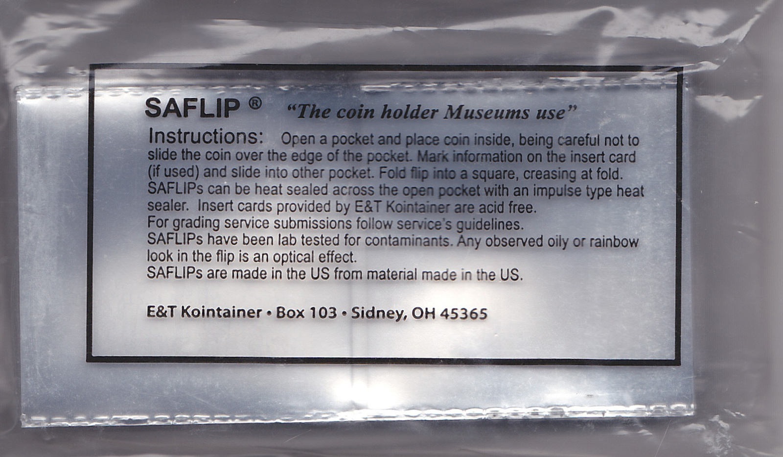 SA FLIPS PACK OF 50 2.5 x 2.5 sized double pocket Coin Flips