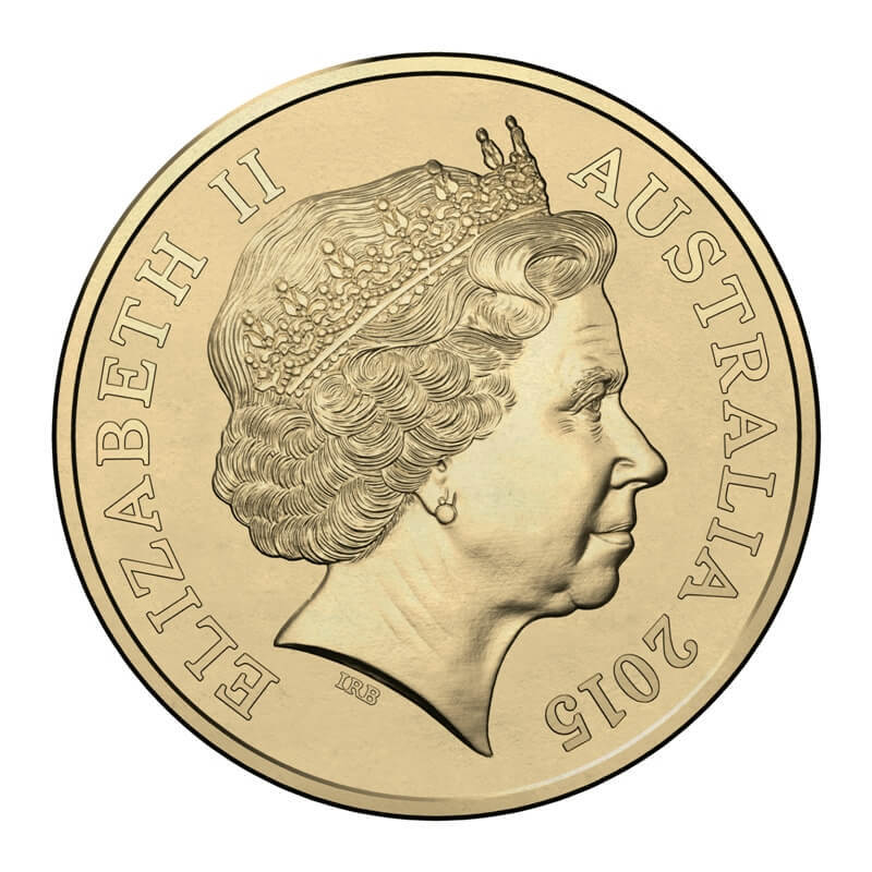 2015 coloured $2 Red ANZAC Lest We Forget Circulated