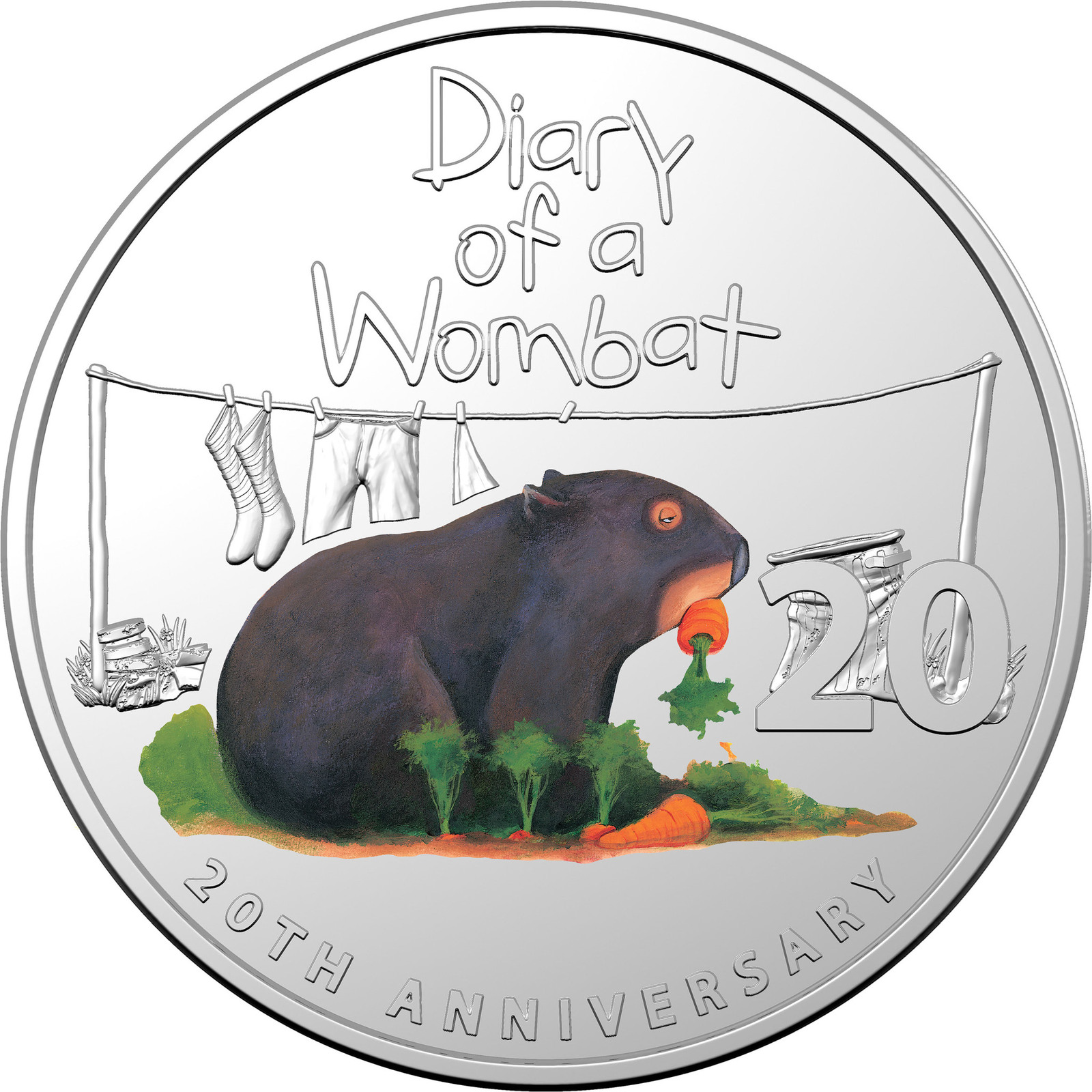 2022 20c 20th Anniversary Diary of a Wombat Coloured Special Ed Book/Coin