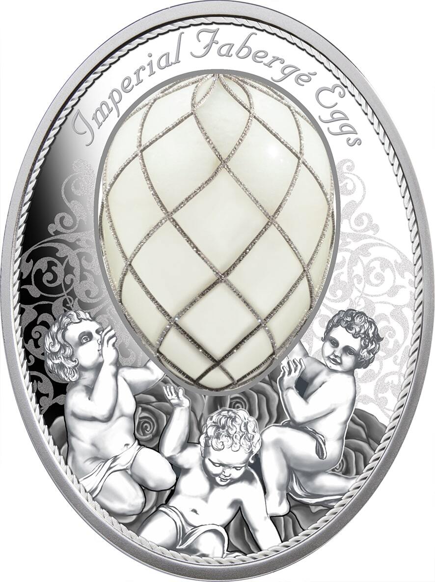 2019 Niue 2 NZD Faberge Diamond Trellis Egg Proof Coin