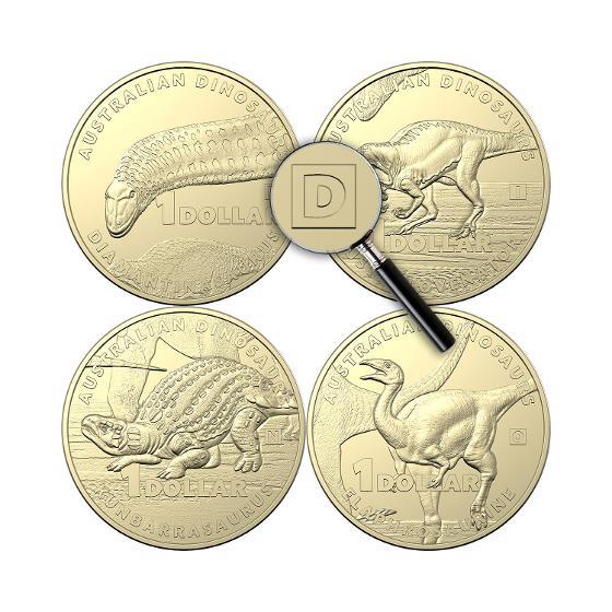 2022 $1 Australian Dinosaurs Uncirculated Privy Mark Four-Coin Collection