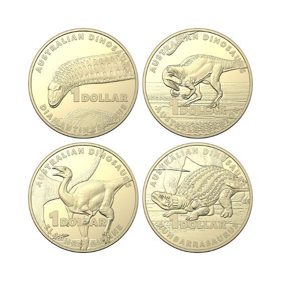 2022 $1 Australian Dinosaurs AlBr Proof Four-Coin Collection