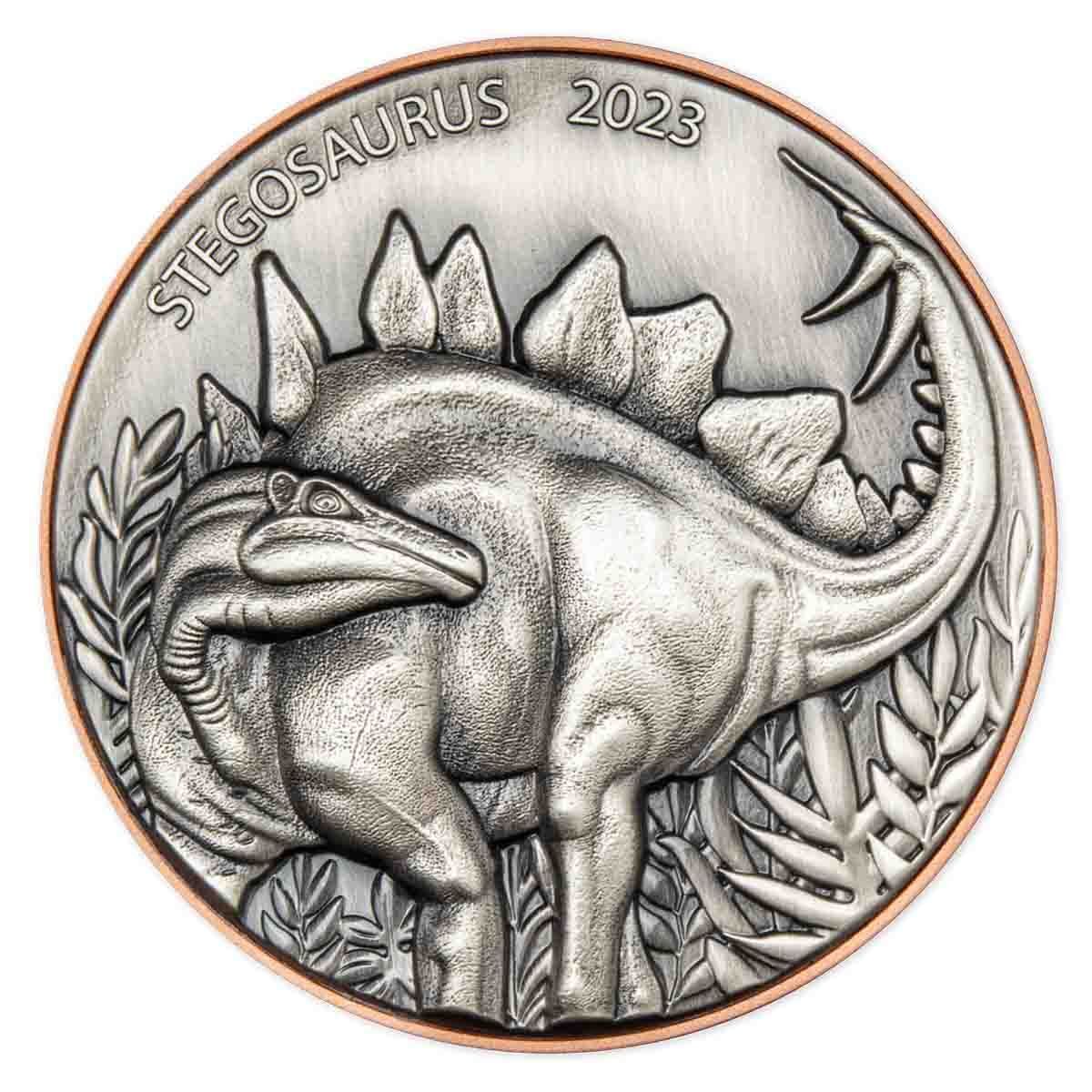2023 10 Vatu Stegosaurus Bi-Metal Silver and Copper Antique Coin