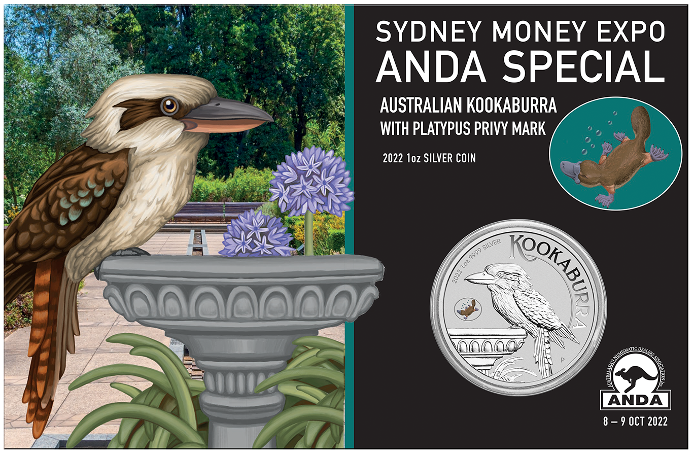 2022 Australian Kookaburra 1oz Silver w/ Platypus Privy Mark - Sydney ANDA Money Expo