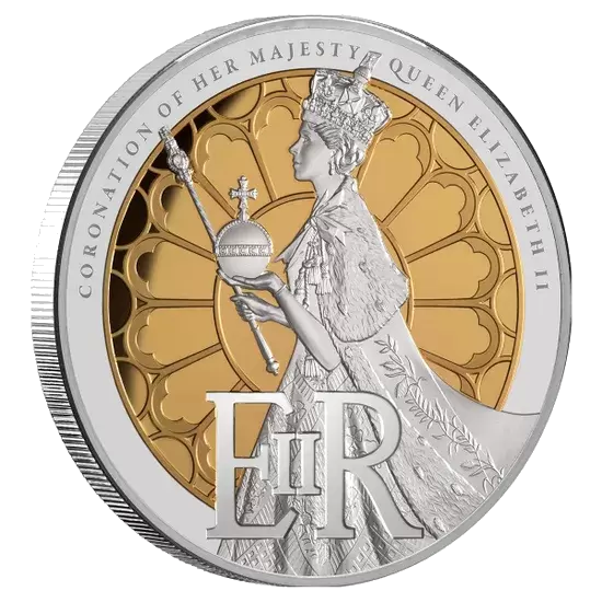 2023 $10 5oz Gold-plated QEII Coronation Silver Proof Coin