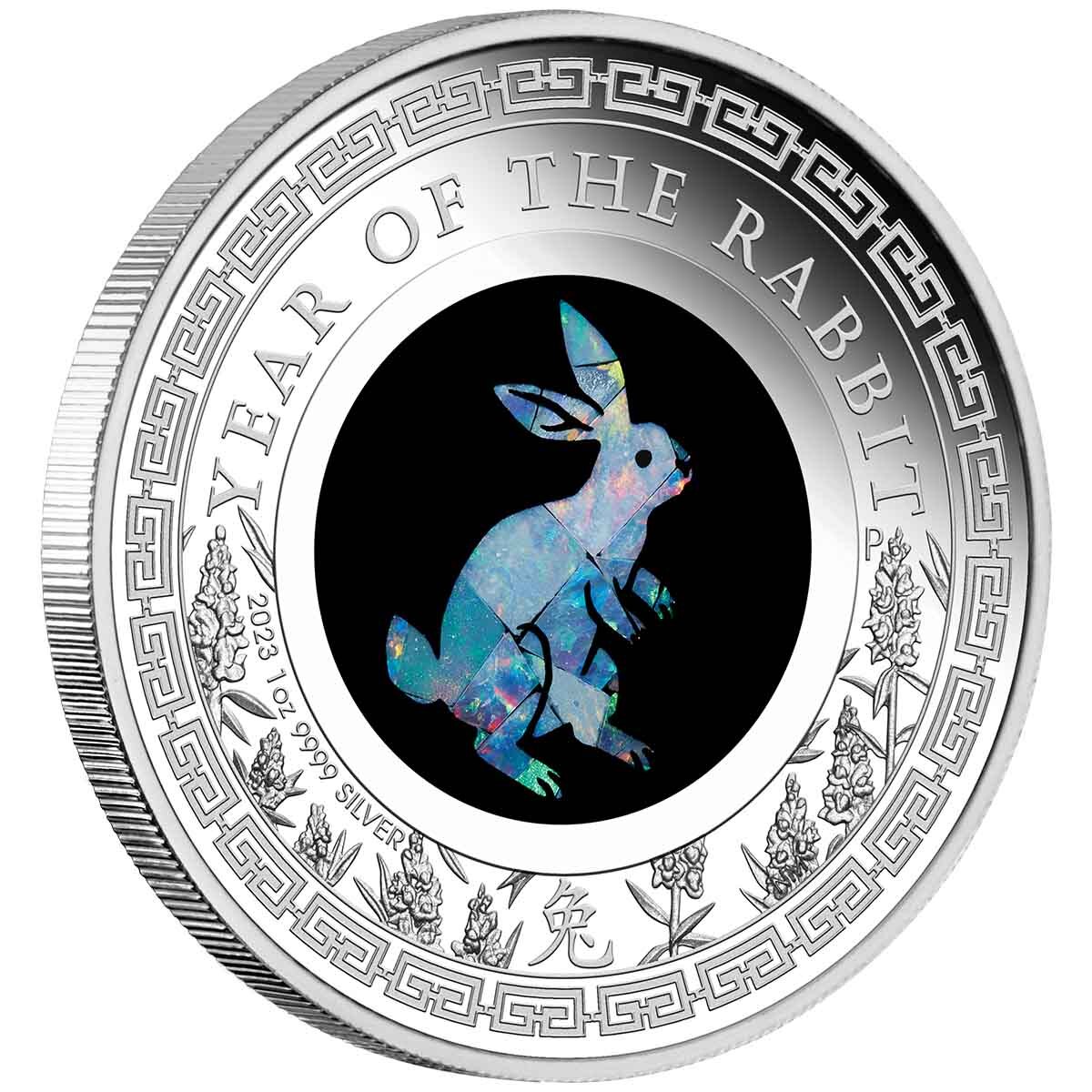2023 $1 Lunar Rabbit Opal 1oz Silver Proof Coin 