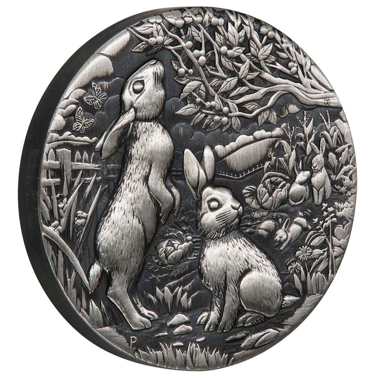 2023 Year of the Rabbit 2oz Silver Antiqued Coin