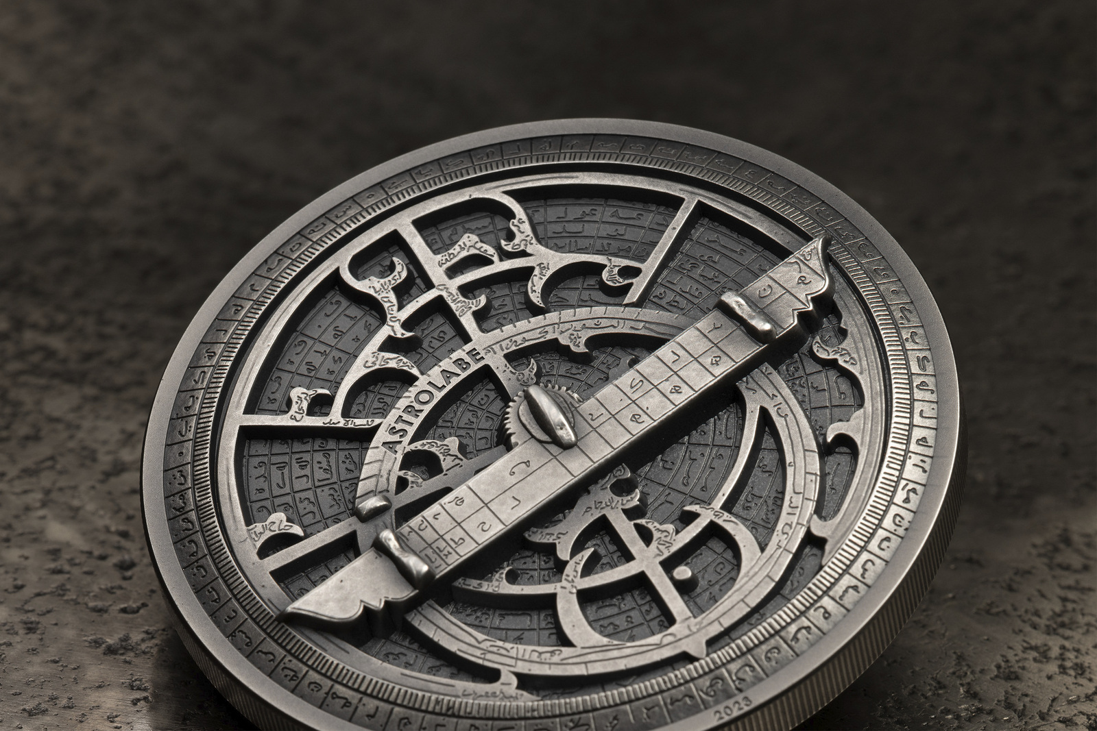 2023 $10 Historic Instruments Astrolabe Ultra High Relief 2oz Silver Antique Coin