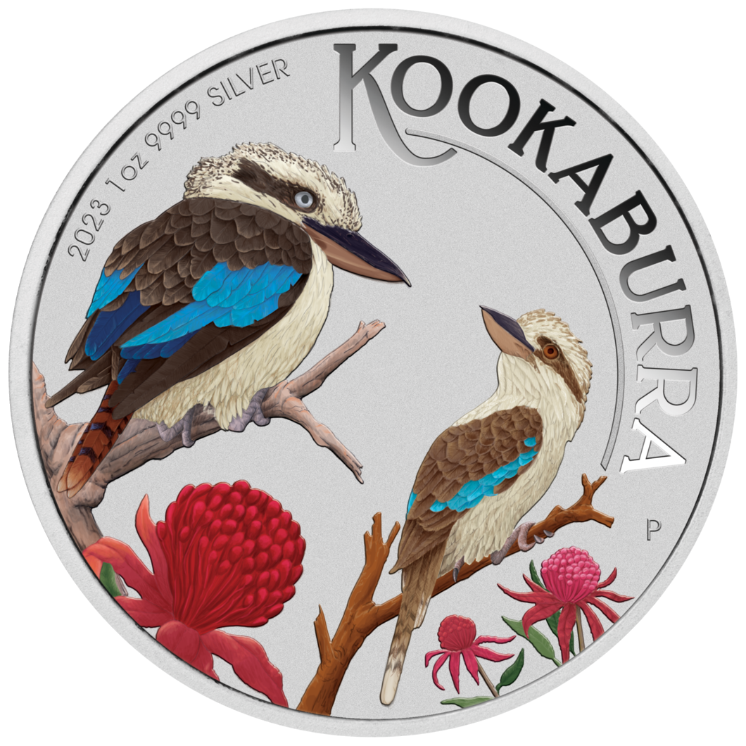 2023 $1 World Money Fair Australian Kookaburra 1oz Silver Coloured Coin
