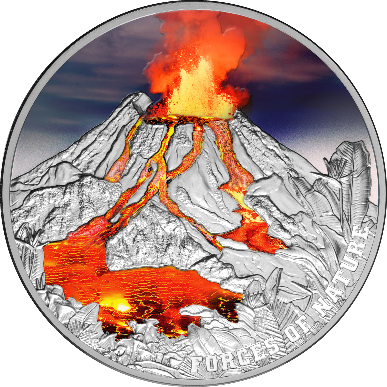 2023 $5 Forces Of Nature - Volcano Ultra-High Relief 2oz Silver Proof Coin