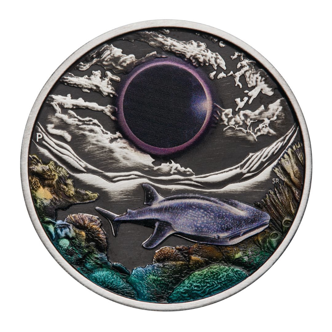 2023 2oz Ningaloo Eclipse Silver Antiqued Coloured Coin