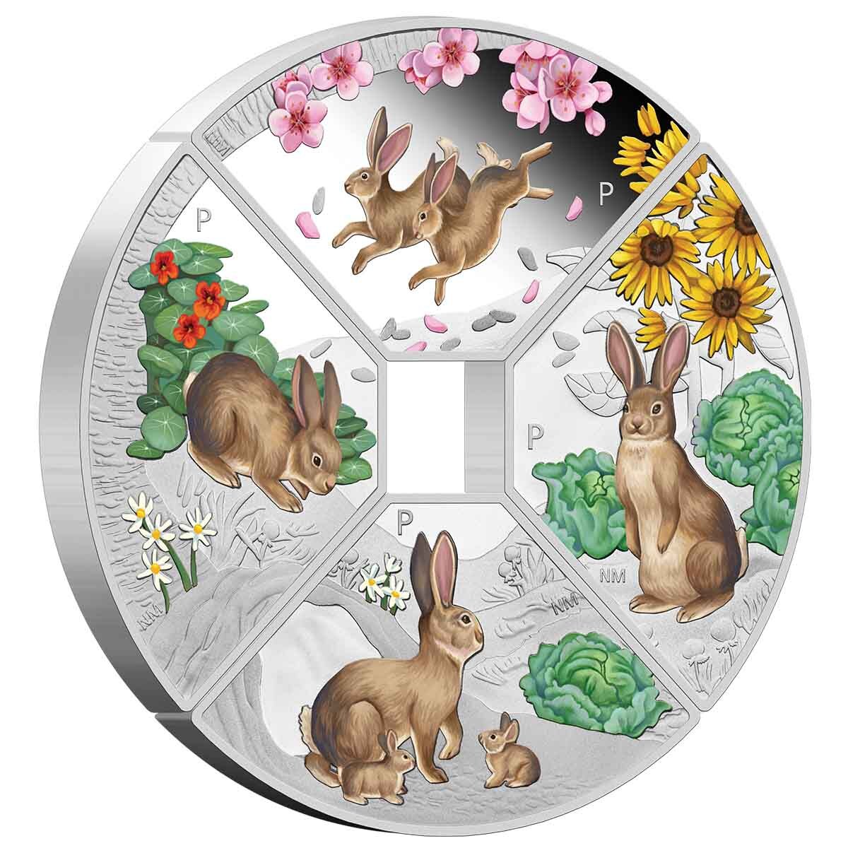 2023 $1 Year of the Rabbit Quadrant 1oz Silver Proof 4-Coin Set