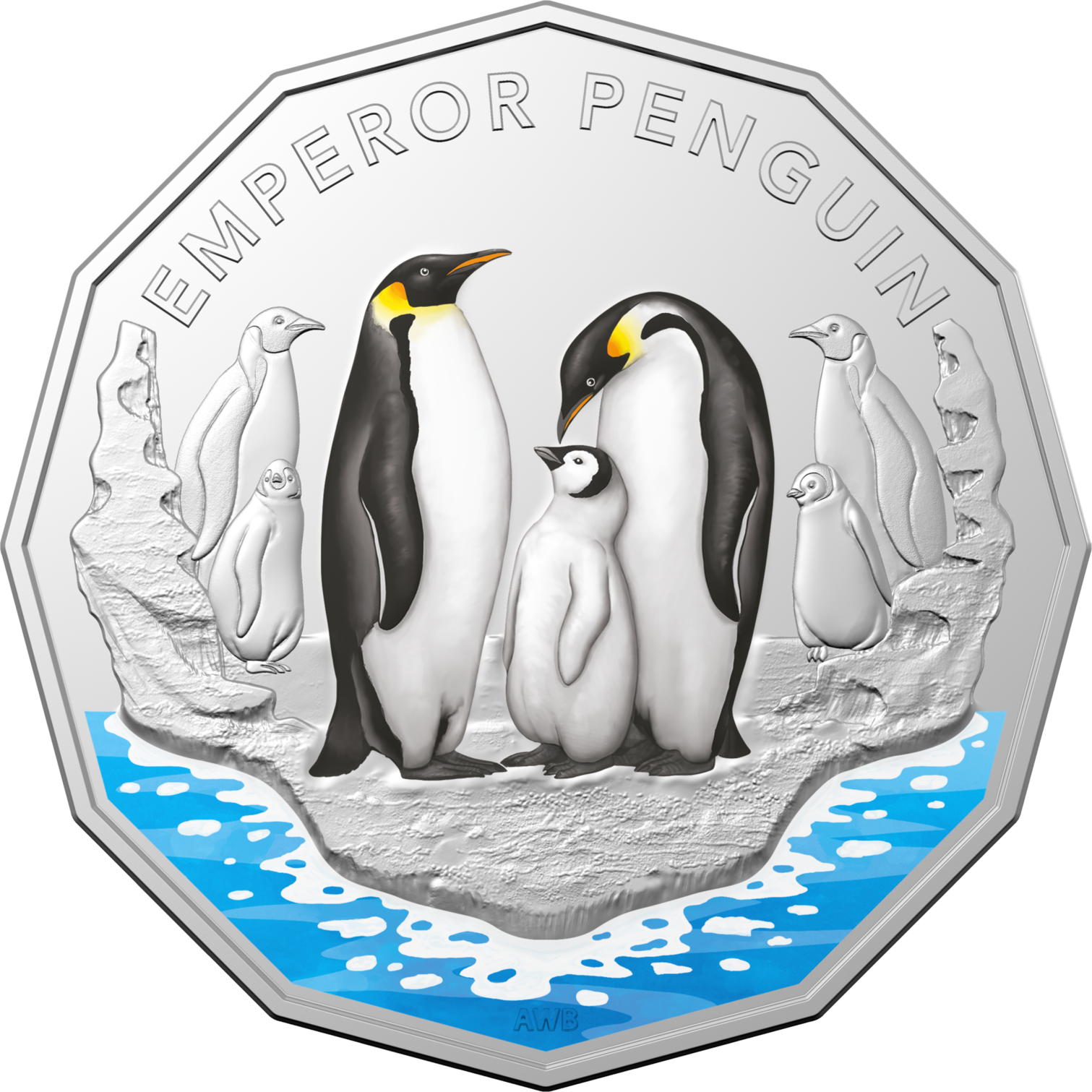 2023 50c Emperor Penguin Coloured UNC