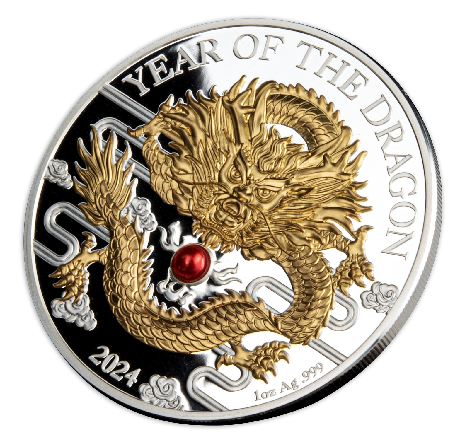 2024 20 Vatu Lunar Dragon Pearl 1oz Silver Proof Coin
