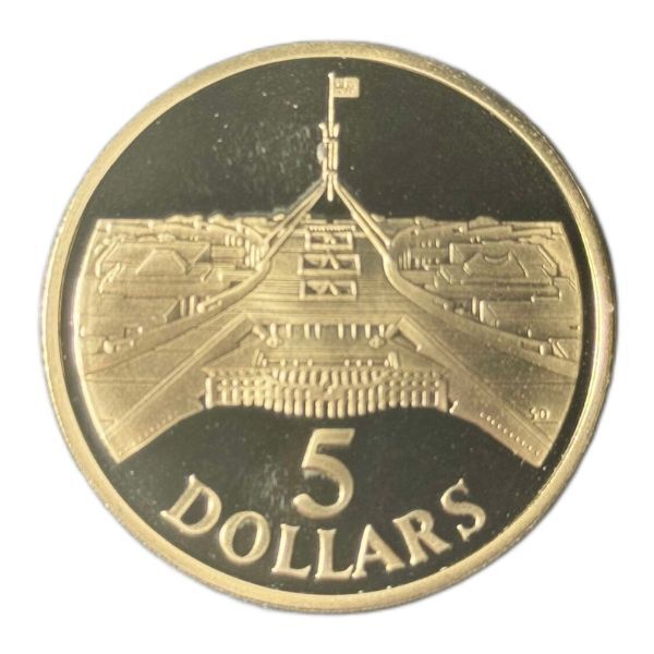 1988 $5 Parliament House Canberra Commemorative Proof Strike Coin In Capsule