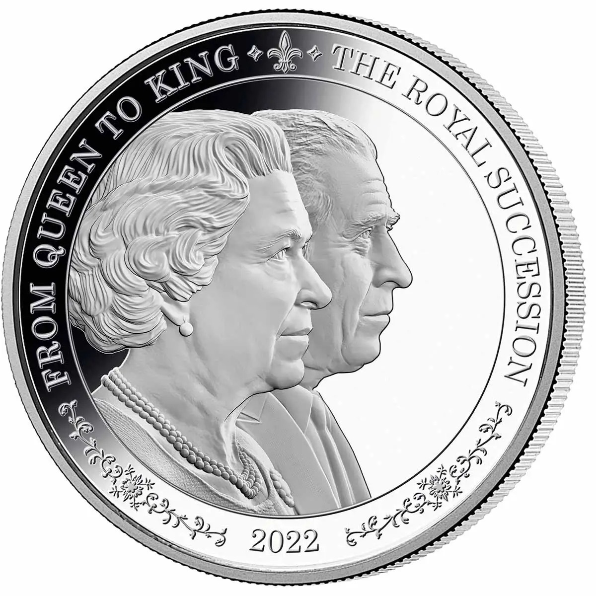 2022 $5 Elizabeth II & Charles III Portraits 1oz Silver Prooflike Coin