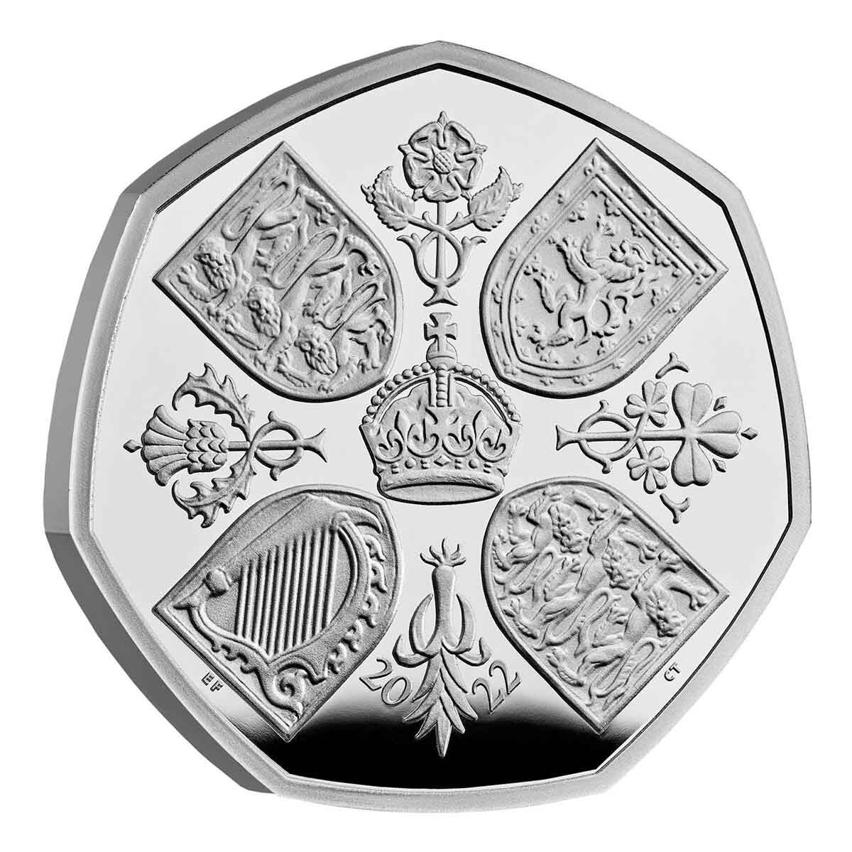 2022 King Charles III 50p Queen Elizabeth II Tribute Silver Proof Piedfort Coin
