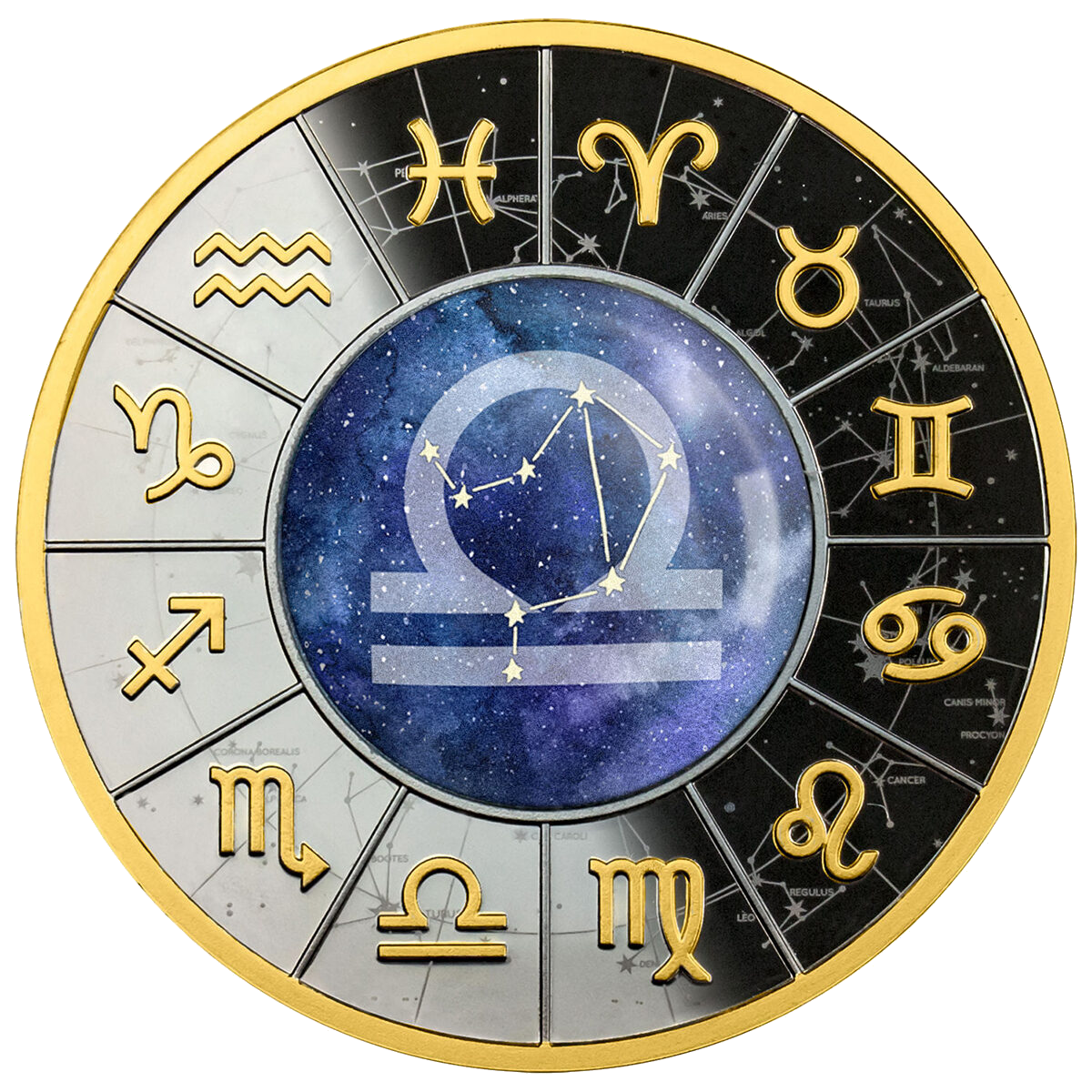  2023 Zodiac Signs -Libra 17.50g Silver Black Proof Coin