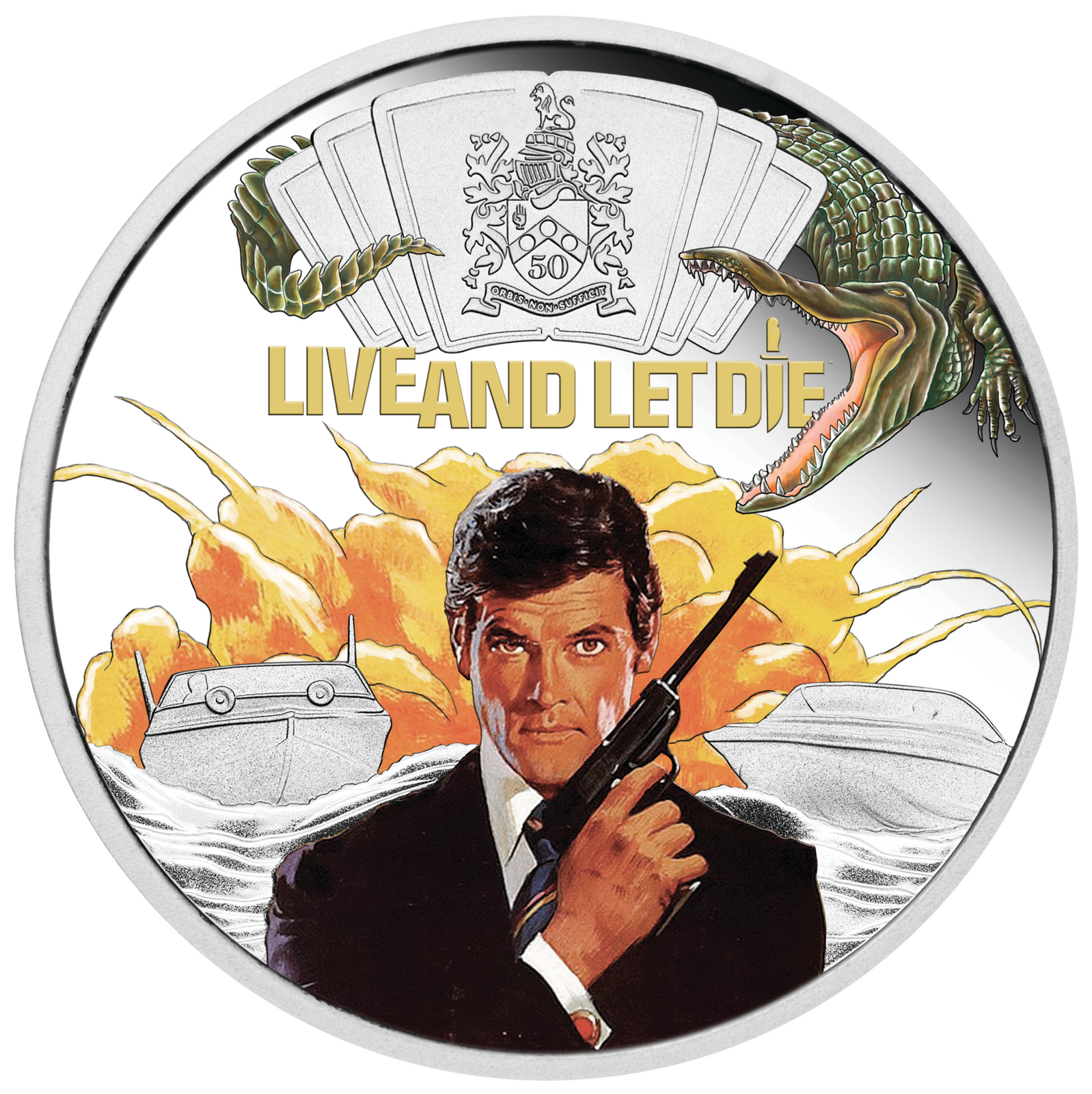 2023 James Bond Live and Let Die 50th Anniversary 1oz Silver Proof Coloured Coin 