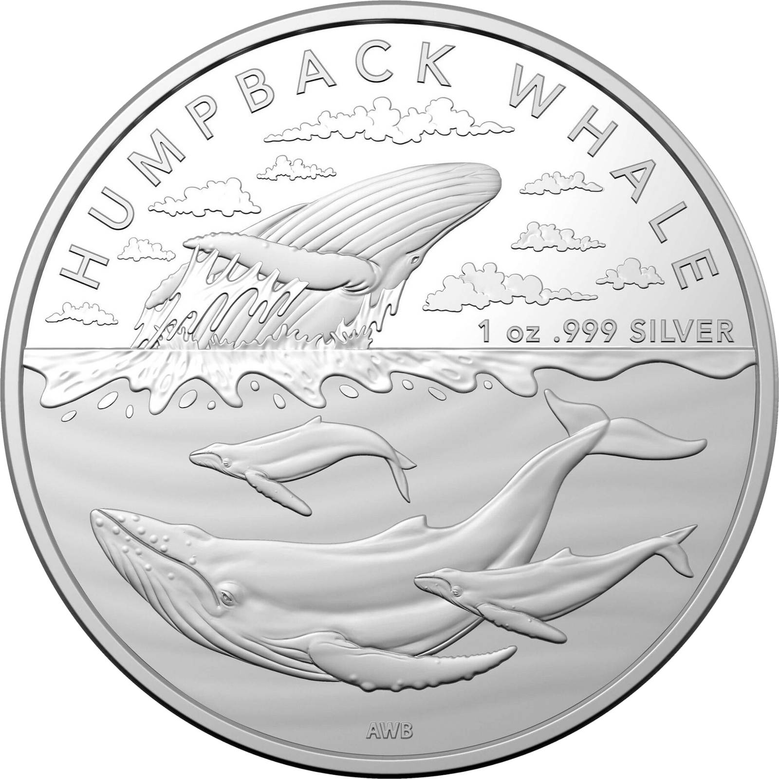 2023 $1 Australian Antarctic Territory – Humpback Whale 1 oz Fine Silver Bullion Coin 