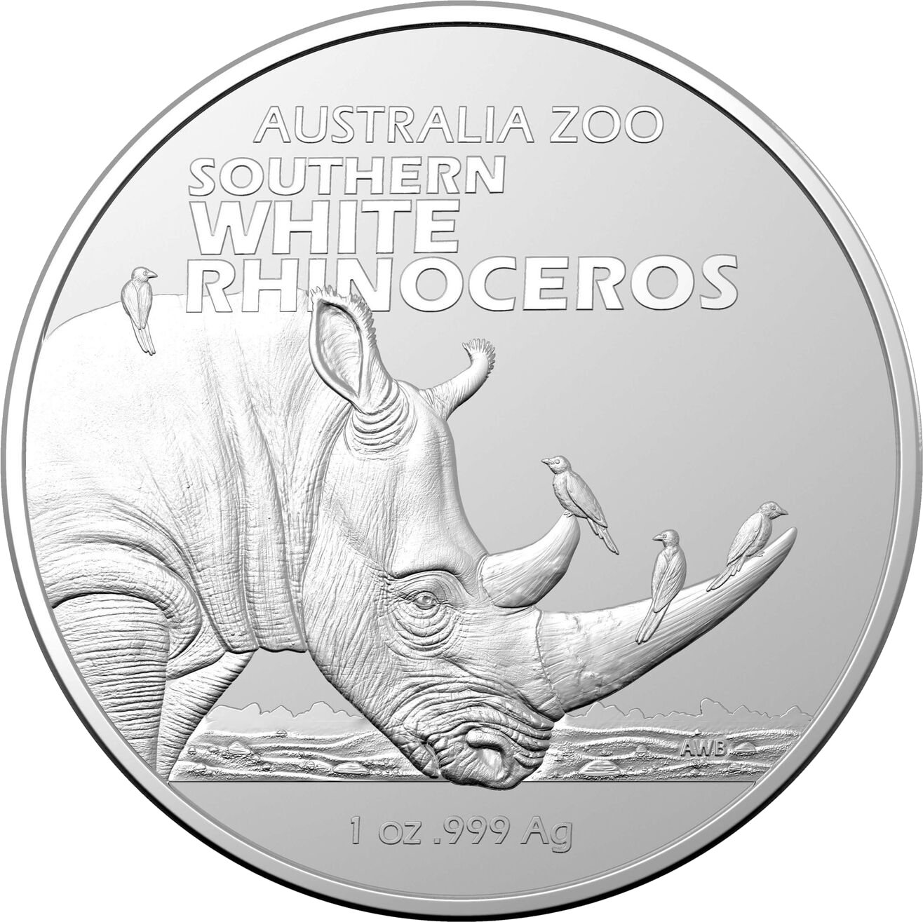 2023 $1 Australia Zoo – Southern White Rhinoceros 1 oz Fine Silver Bullion Coin 