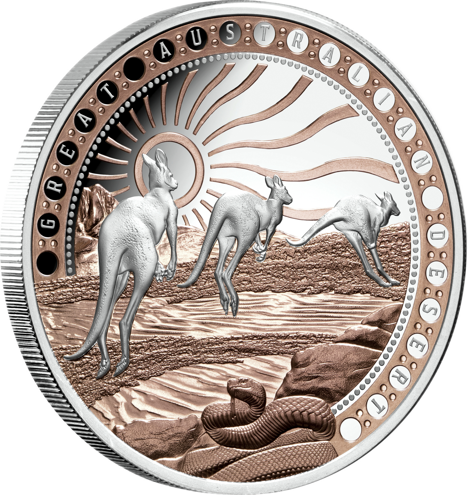 2023 $1 Great Australian Desert 1oz Rose Gold Plated Silver Proof Coin