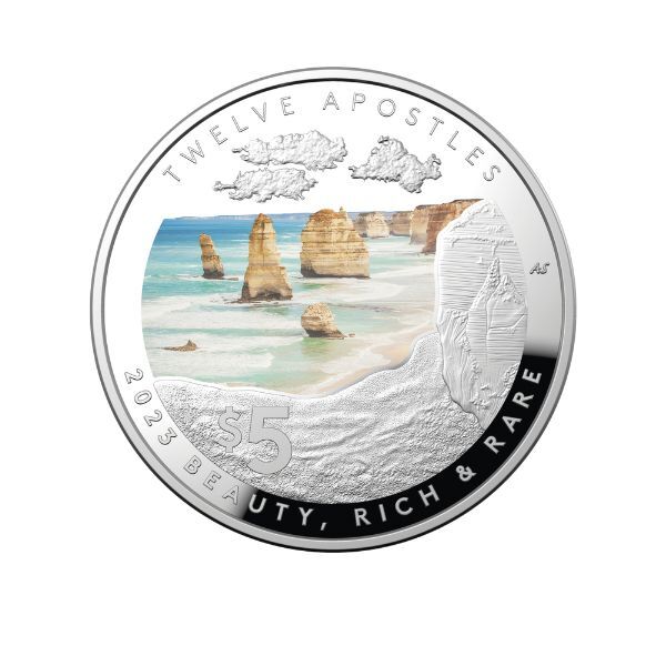 2023 $5 Twelve Apostles - Beauty, Rich & Rare Fine Silver Proof Domed Coin