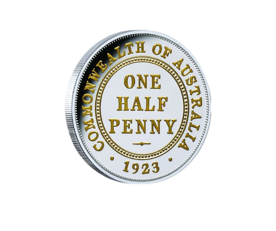 2023 $1 1923 Halfpenny 100th Anniversary 1 Gold-plated 1oz Silver Proof Coin